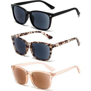 3 Pack Reader Sunglasses For Women Classic Retro Reading Sunglasses UV400 With Metal Hinge