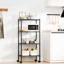 DUMOS 4-Tier Metal Storage Shelves, Rolling Wire Shelving, 23.2" W, Type 2 with wheels