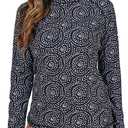 Halcurt Women's Long Sleeve Rash Guard Swim Top UPF50+ SPF Sun Protection Swimsuit Quick Dry Bathing Suit (Medium, Black White Polka Dot)