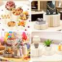 8 Pcs Buffet Risers, Acrylic & Cardboard Foldable Table Food Display Stands with Acrylic Plates Risers for Catering Dessert Cake Jewelry for Wedding Birthday Christmas Party Decorations White
