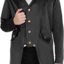 Steampunk Coat Tailcoat,Medieval Clothing Costume,Halloween Renaissance Vampire Costumes (130 (7-8 Years), Black)