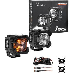 Suparee Recon 1 2-Inch LED Pod Lights with Black Covers, 40W 3472LM Spot Beam&Amber DRL Combo Ditch Light,136 Wide Range IP68/IP69K Waterproof Cube LED Offroad Light For Offroad Truck ATV UTV Car Boat