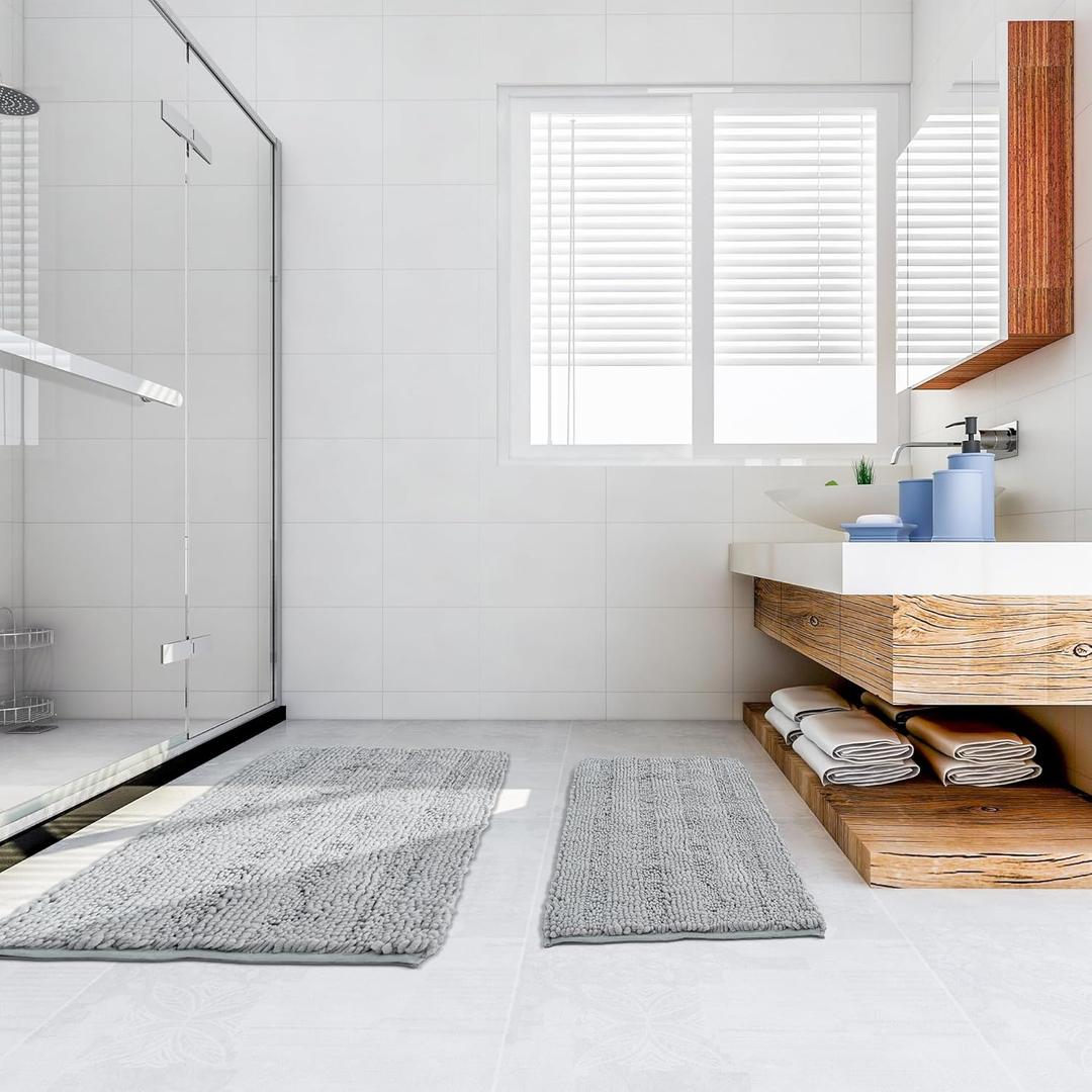 Genovega Bathroom Rug,Non-Slip Bath Mat,Soft Cozy Shaggy Thick Bath Rugs for Bathroom (Dark Grey)