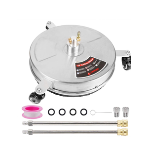 Biswing 15" Pressure Washer Stainless Steel Surface Cleaner with 3 Wheels & 1/4" Quick Connector, Power Washer Attachment with 2 Extension Wand, 2 Replacement Nozzles, 4000 PSI