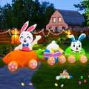 SEASONBLOW 9 FT Easter Inflatables Train Outdoor Decorations Bunny Ride Carrot Train with Egg LED Lighted Blow Up Rabbit for Yard Garden Lawn Indoors Outdoors Home Holiday