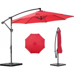 Alpen 10ft Patio Umbrella Outdoor, Offset Cantilever Outdoor Patio Umbrella with Ribs Tilt and Crank Button, Beach Umbrella for Garden Deck Backyard Poolside Beach, Red