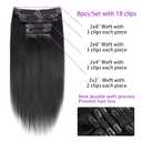 16 Inch Yaki-Straight Clip ins Real Human Hair Yaki Clip in Hair Extensions For Black Women #1B Natural Color Clip Ins Natural Blend Not Flat Soft Full Look 8pcs 120g 16 Inch