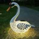 HIIGH Outdoor Garden Solar Lights, Decorative Swan Sculptures Pathway Stake Metal LED Lamp, Waterproof Yard Art Ornaments for Patio Walkway Pathway Lawn Decor,15.5inch
 (14 * 5.5 * 15.5inch)