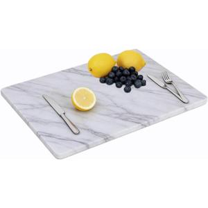 16x12 Inch Carrara Marble Cutting Board for Kitchen, Marble Pastry Slab, White Stone Cutting Board for Dough Kneading, Baking, Rolling, Cheese, White
