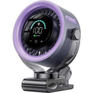 KIMMOO 4000mAh Rechargeable Portable Clip on Fan-100-Speed Touch Control, LED Display, 360 Rotate Quiet Turbo Desk Fan, Small Battery Operated USB Fan for Stroller Bed Travel Camping Golf Gym (Grey)