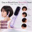 Go Brush Pro Portable Cordless Hair Straightener Brush for Travel, Fast Heating Straightening Comb with LCD Display & F/C Switch, Rechargeable Anti-Frizz Styling Tool for Smooth Shiny Hair (Purple)