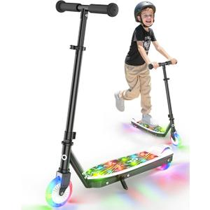 Gyroor KS2 Kids Electric Scooter with LED Lights  Safe 5 MPH Speed, Foot Sensor Start, Adjustable Handlebar, Fast Charging, for Ages 612 (Black)