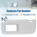 Grey Left Driver Side Sun Visor with Mirror Fit for Toyota Corolla 2008 2009 2010 2011 2012 2013 Replace # 74320-02711-E0 7432002711E0
