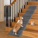 Upgrade Non-Slip Dog Ramps/Stairs for Staircase, Foam Dog Ramps for Stairs Inside House, Foam Pet Ramps for Small Dogs, Stair Ramp for Injured Dogs Cats with Self-Sticky Pads to Fix, 2 Pack