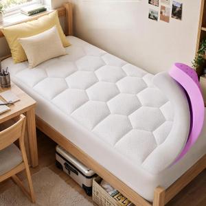 BDEUS 4 Inch Dual Layer Mattress Topper Twin XL Size, 2 Inch Cooling Gel Memory Foam and 2 Inch Soft Pillow Top Pad Cover, Mattress Pad for Back Pain Relief