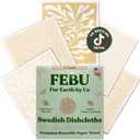 FEBU Swedish Dishcloths for Kitchen | 5 Pack Neutral Reusable Paper Towels Washable | Swedish Dish Towels | Non-Scratch Cellulose Sponge Cloths | No Odor, Biodegradable Cleaning Cloths