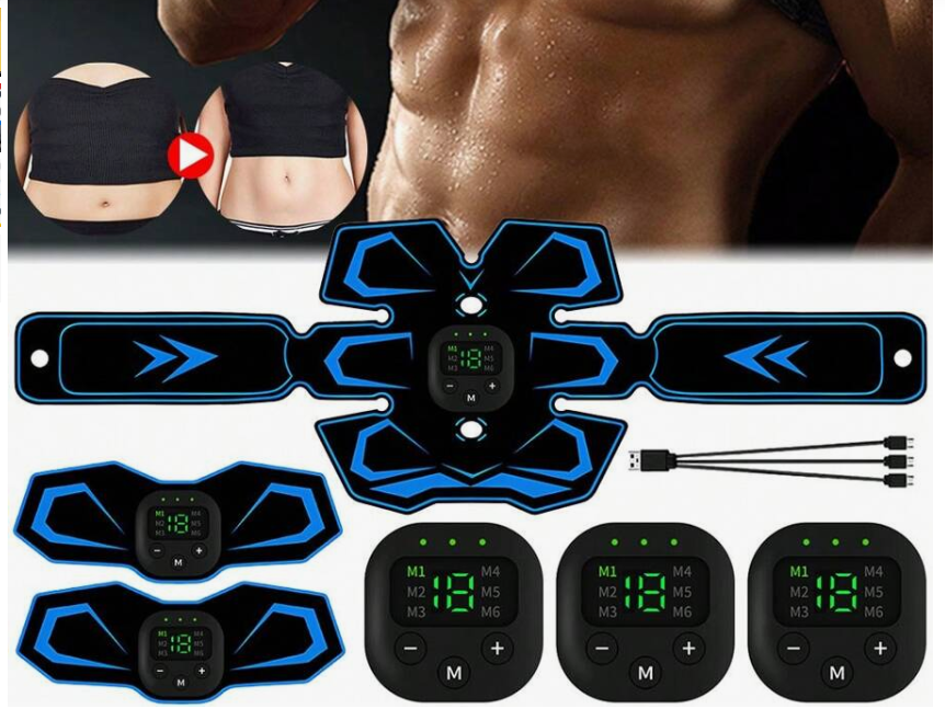 ABS Stimulator Workout Equipment, Ab Machine USB Rechargeable Gear for Abdomen/Arm/Leg, Strength Training Equipment for Men and Women