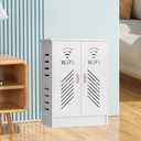 WiFi Router Storage Cabinet, Floor Standing Router Decorative Storage Box, Power Strip Cable Management Hider Organizer, Router Modem Cover for Home Office (White), 19.7x27.6x9.8in