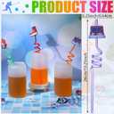 Roshtia 24 Pack Hockey Straws, Reusable Curly Drinking Straws with Ice Hockey Decorations, Daily Drink Straw for Birthday Party Supplies, Team Gifts, Class Reunion, Sports Party Favors