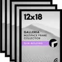 Americanflat 12x18 Poster Frame with Polished Plexiglass - Set of 5 - Galleria Collection - Picture Frames for Wall Display - Black