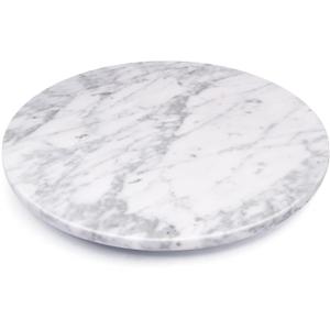 Marble Lazy Susan, 12" Cake Turntable for Decorating, Natural Marble Cake Stand Turntable Baking Supplies for Displaying Cupcakes Cheese Cookies (White with Gray Tone)