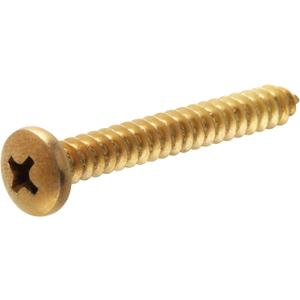 Hillman 3433 8 x 1-1/4 in. Brass Plated Pan Head Phillips Metal Screw, 40-Pack