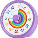 HIPPIH Visual Timer for Kids, 60 Minute Countdown Timers for Classroom Kitchen Office, Rainbow Disk Desk Timer Clock with Silent Operation, Pomodoro Timer Time Management Tools for Toddler ADHD Purple