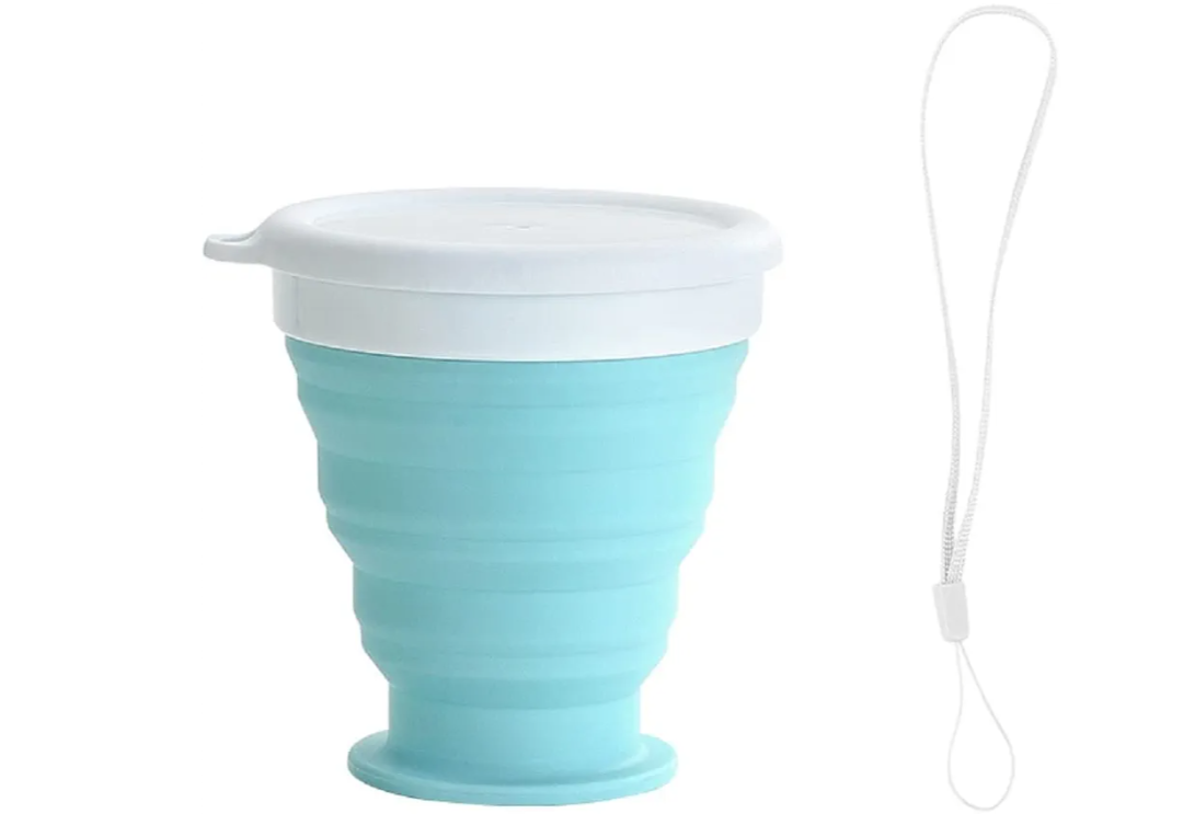 Silicone Retractable Folding Water Cup 200ml Pack of 1 Telescopic Collapsible Outdoor Travel Mug Folding Cups Blue