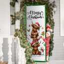 Christmas Highland Cow Door Cover Decoration, Funny Christmas Cute Farm Animal Front Door Photography Background Banner for Porch Indoor Outdoor Winter Holiday Party Decoration, 35 * 79 Inch