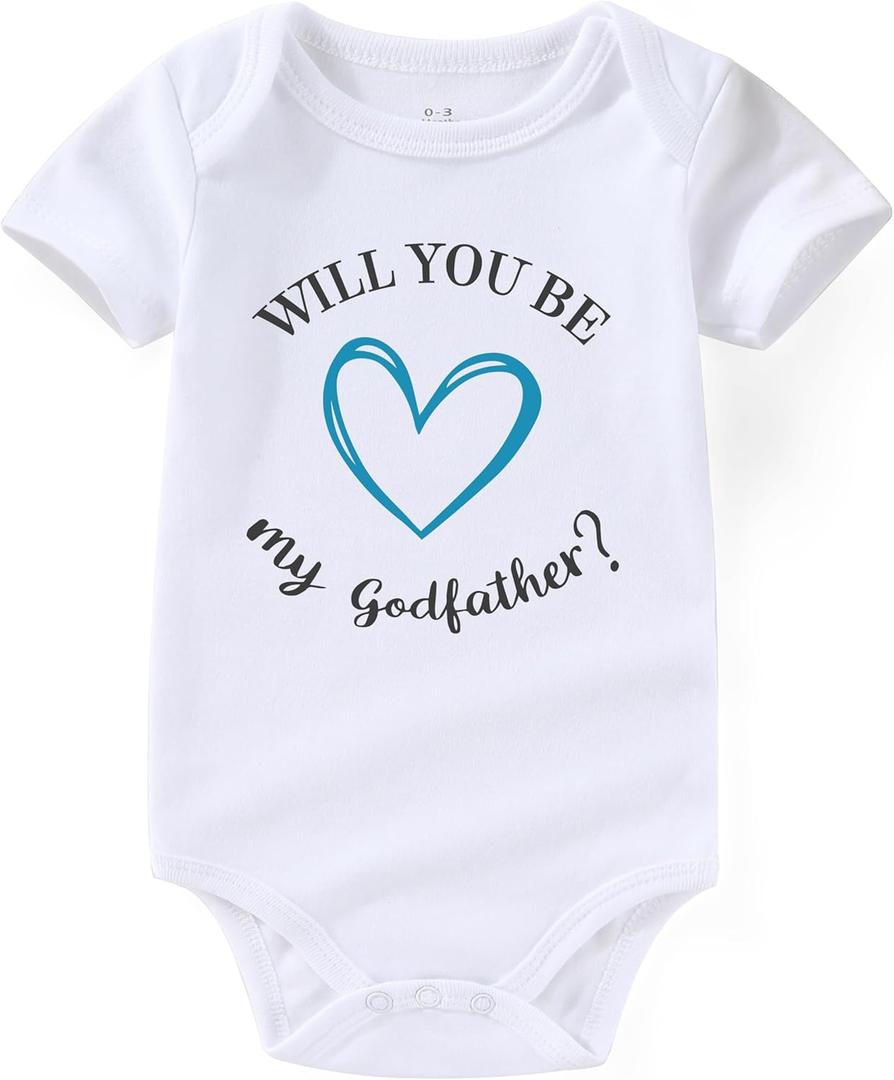 Will You Be My Godmother Godfather Proposal Newborn Baby Clothes Godparents Infant Boy outfits (0-3 months)