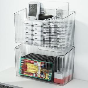 2 Pack Adhesive Cabinet Door Organizer, Storage Bins Lid Organizer Cabinet Wall Mount Pantry Door Caddy Containers for Kitchen Bathroom Countertops (Medium)