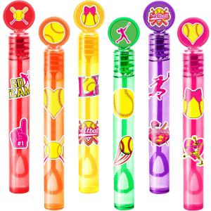 24PCS Softball DIY Bubble Wands with 96PCS Stickers - Party Favor for Goodie Bags, Pinata Stuffers, Mini Bubble Bulk Birthday Supplies, Toys Gifts, Class Prizes for Toddlers, Boys & Girls