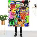 FINENESS SINCE 1988 Gamer Cartoon Character Blanket for Boys Game Boy Birthday Throw Blanket for Boys Birthday Gift Home Fleece Throw Blankets for Couch Bed Sofa Gamer Blanket 60"x50"