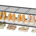 2 Tier Shoe Rack for Closet, 44 Inch Extra Long Shoe Storage Organizer for Shelves, Heavy Duty Metal, Easy Assembly, Black