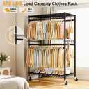 ULIFHOME P4 Plus Rolling Clothes Rack Heavy Duty, Clothing Racks for Hanging Clothes, Free Standing Garment Racks with Wheels, Portable Closet Rack 45''W 20.5''D 80.5''H, Max Load 570 Lbs, Black