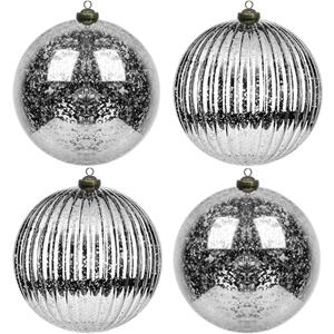 KI Store Mercury Christmas Ball Ornaments Silver Set of 4 Extra Large Hanging Tree Ball Ornament Decorations Super Large Shatterproof Vintage Balls 6-Inch