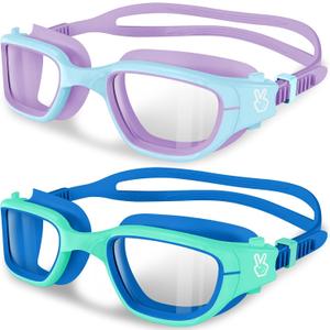 Vvinca Kids Swim Goggles, Swimming Goggles for Toddlers Kids 3-14 Anti-Fog UV Protection No Leak Pool Glasses for Boys Girls