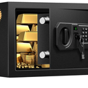 Tenamic Fireproof Safe Box 0.4 Cuft Electronic Digital Security Box, Keypad Small Lock Box Cabinet Safes with Internal Light, Solid Alloy Steel Office Hotel Home Mini Safe with 2 Passwords, Black