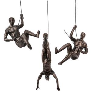 Set of 3 Climbing Men Man Wall Art Decor Sculpture by Gute (Set of 3) - Perfect Home Decor Gift, Climbing Man Wall Art Sculpture Decoration Statue Figurine Home & Office Rock Gifts (Standard, Copper)