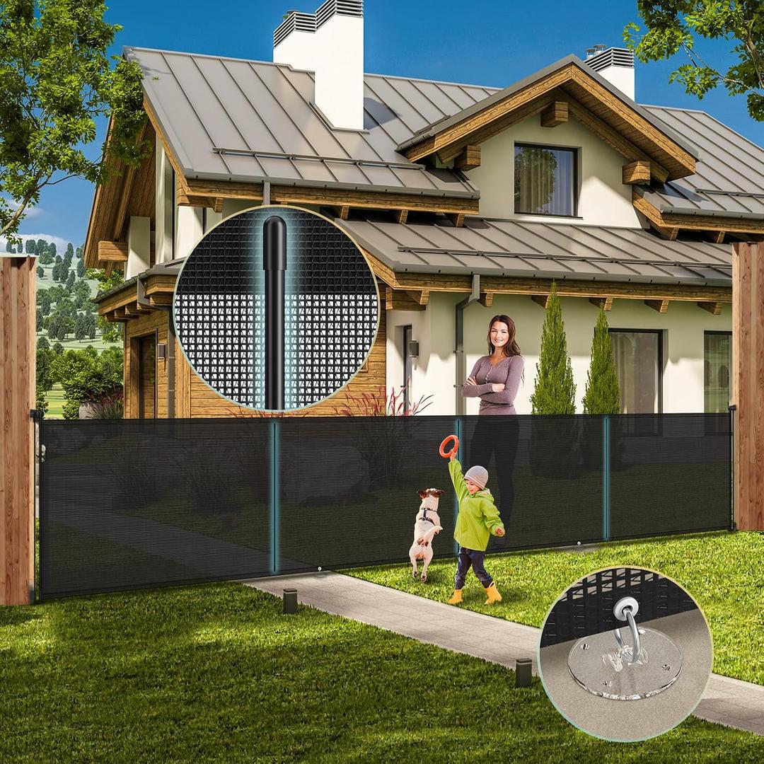 180'' Retractable Baby Gates Extra Wide,42" Extra Tall Retractable Dog Gate for Doorways,Safety Upgrade 15 Foot Extra Long Retractable Baby Gate for Stairs, Black Indoor/Outdoor Retractable Gate