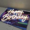 Happy Birthday Neon Sign for Wall Decor, LED Happy Birthday Light Up Sign with 10 Pcs Ballons, Dimmable Happy Birthday Lights Signs for All Birthday Party Decorations Backdrop, Warm White
