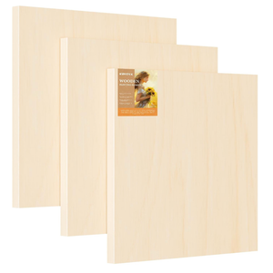 Wood Panels for DIY Painting - Christmas Crafts & Home Décor | 12x12 Inch Canvas Wood Boards, Unfinished Wooden Canvas for Adults (3-Pack)