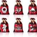 CCINEE 36Pcs Christmas Buffalo Plaid Drawstring Bags Red and Black Plaid Xmas Burlap Bag Reusable Treat Candy Bag Cotton Gift Bags with Drawstrings for Candy Wrapper Christmas Party Favors