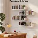 Floating Bookshelves for Wall - Wall Mounted Bookshelf Set of 4, U-Shaped Hanging Bookshelf for Bedroom, Living Room & Office, Wall Book Shelf for Home Decor & Storage (4, White, 23.63 Inches)