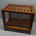TeakCraft The Theia Teak Shower Bench, Fully Assembled Teak Wood Shower Stool for Elderly, Indoor, Outdoor Use Includes 21 Inch Shelf