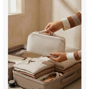 EACHY Travel Makeup Bag, Large Capacity Cosmetic Bag for Women, Waterproof PU Leather, Flat Open Portable Toiletry Bag for Skincare, Brushes & Travel Essentials
