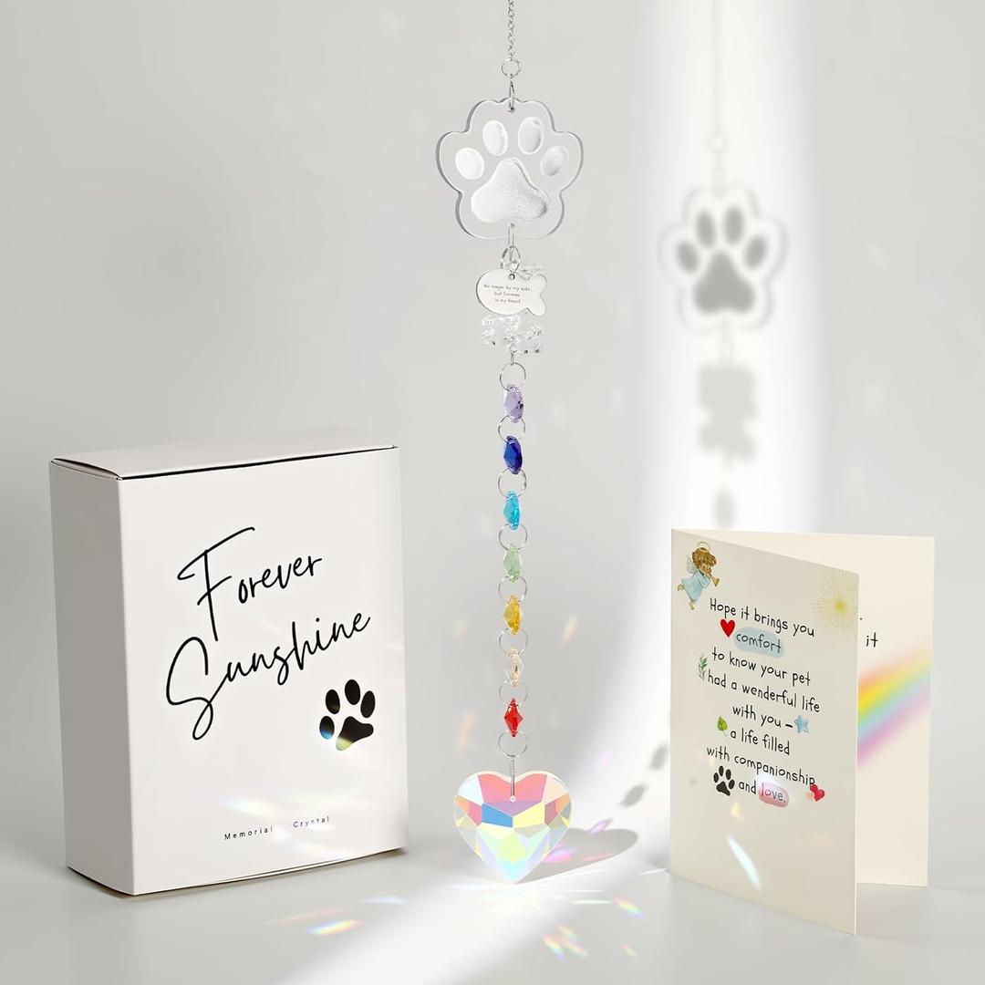 Geelin Pet Memorial Suncatcher Cat Memorial Gifts Loss of Pet Sympathy Gift Heart Crystal Prisms Rainbow Suncatcher Bereavement Passing Away Gift with Commemorative Card and Box Geelin Pet Memorial Suncatcher Cat Memorial Gifts Loss of Pet Sympathy Gift Heart Crystal Prisms Rainbow Suncatcher Bereavement Passing Away Gift with Commemorative Card and Box