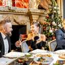 2 x 75PCS White and Gold Paper Plates Napkins Party Supplies, 7Inch Scalloped Gold Dot Paper Dessert Plates and Napkins Set Disposable Birthday Cake PlateTableware for Wedding Valentines Galentines Day