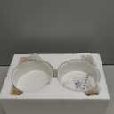 Elevated Ceramic Dog Bowl Set - Raised Dog Bowls with Non-Slip Bamboo Stand - Dog Food and Water Bowl Set - Double Dog Feeding Bowls - Suitable for Small and Medium Dogs - 28.74 OZ - 3.6 CUPS - 850 ML (White)