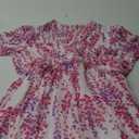 Women's 2024 Midi Dress Long Sleeve Floral Frill Trim Flounce Sleeve Ruffle Hem Dress, Size L